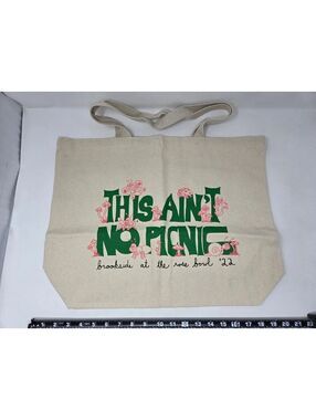 Brookside This Ain't No Picnic Canvas Tote Bag Rose Bowl 22